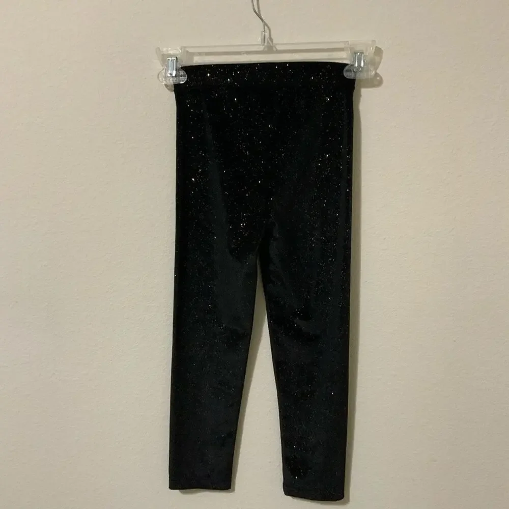 Old Navy Velour Leggings Black w/ Gold 5T Girl